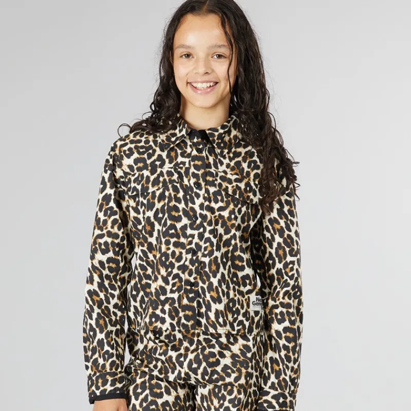 New Only Piger Clara Short Label Bluser og skjorter Sort Leopardtryk