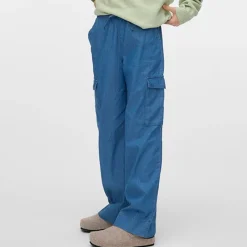 Clearance Vero Moda Piger Demi Cargobukser Medium Blue Denim
