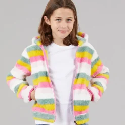 Outlet Trespass Piger Fantastisk Stribet Fuld Lynlås Fleece Bleg Rosa Stribe