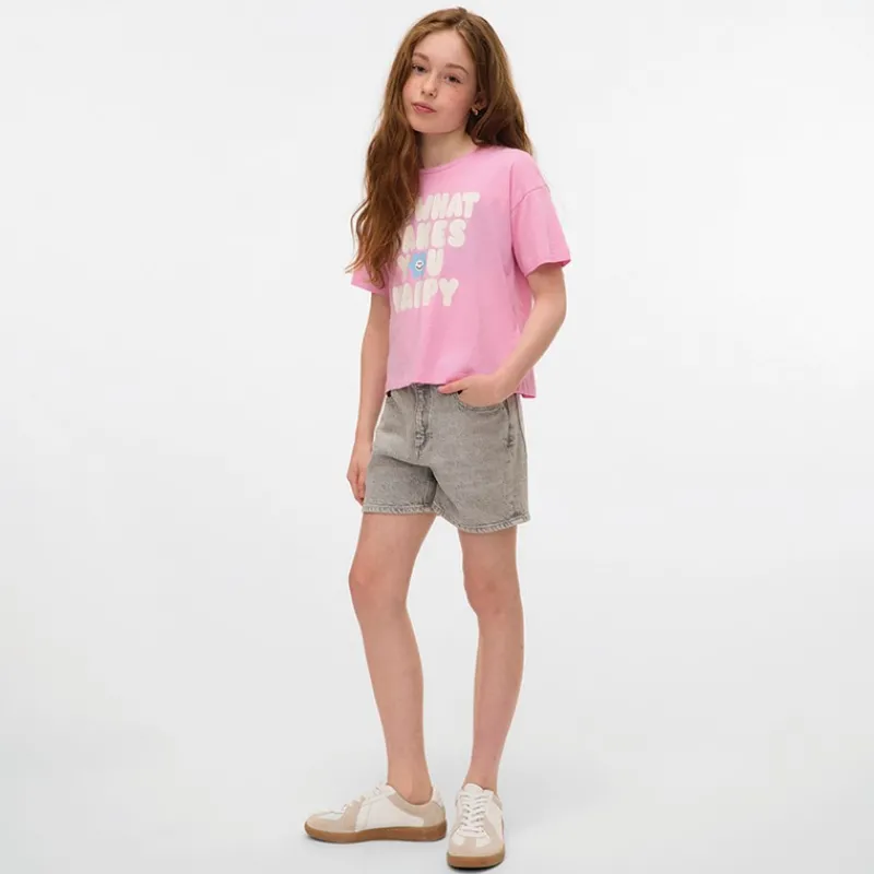 Clearance Vero Moda Piger Feel Cropped Boxy T-Shirt Bonbon Do What M- Bonbon