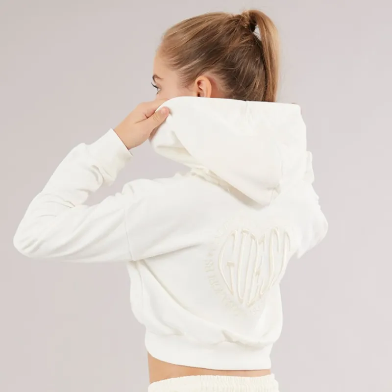 Sale Guess Piger Hættetrøje Cream White Cremefarvet
