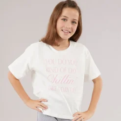 Best Vero Moda Piger Katrine Cropped T-shirt Snow White Chillin C-12 Snow White Chillin