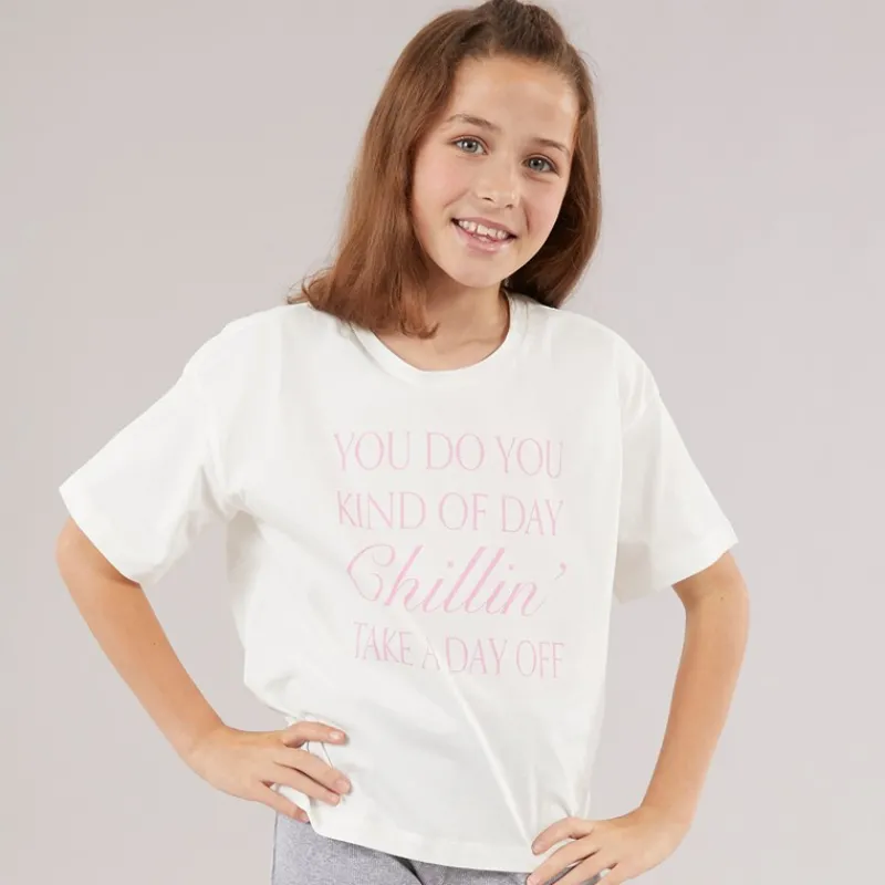 Best Vero Moda Piger Katrine Cropped T-shirt Snow White Chillin C-12 Snow White Chillin