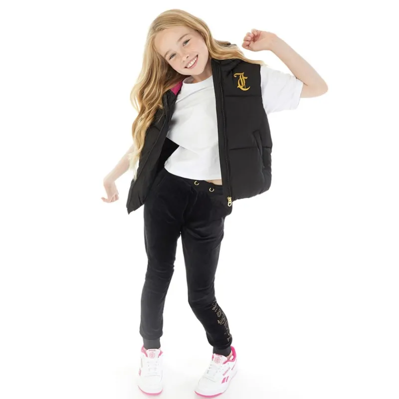Hot Juicy Couture Piger Korte Bred Baffel Veste Sort
