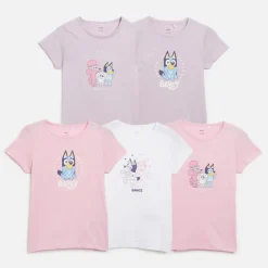Online Bluey Piger Kuru Fem Pak T-Shirts Lys Hvid