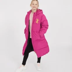 Sale Juicy Couture Piger Lang Linie Pufferjakke Festival Fuchsia Lyserød