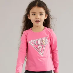 Outlet Guess Piger langærmet t-shirt Jelly Pink Lyserød