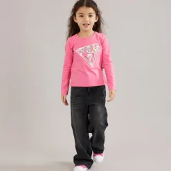 Outlet Guess Piger langærmet t-shirt Jelly Pink Lyserød