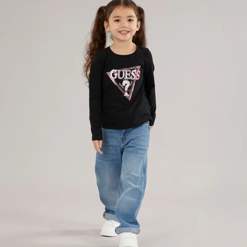 Sale Guess Piger langærmet t-shirt Jet Black A996 Sort