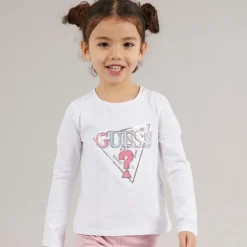 Online Guess Piger langærmet t-shirt Pure White Hvid