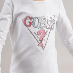 Online Guess Piger langærmet t-shirt Pure White Hvid