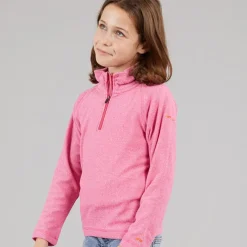 Clearance Trespass Piger Meadows 1/2 lynlås fleece lyserød dame Lyserød