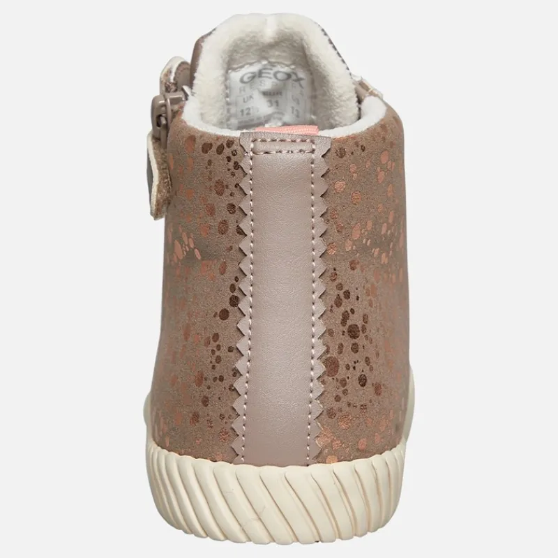 Online GEOX Piger Mirroless Lyn Hi Top Træningssko Dark Beige