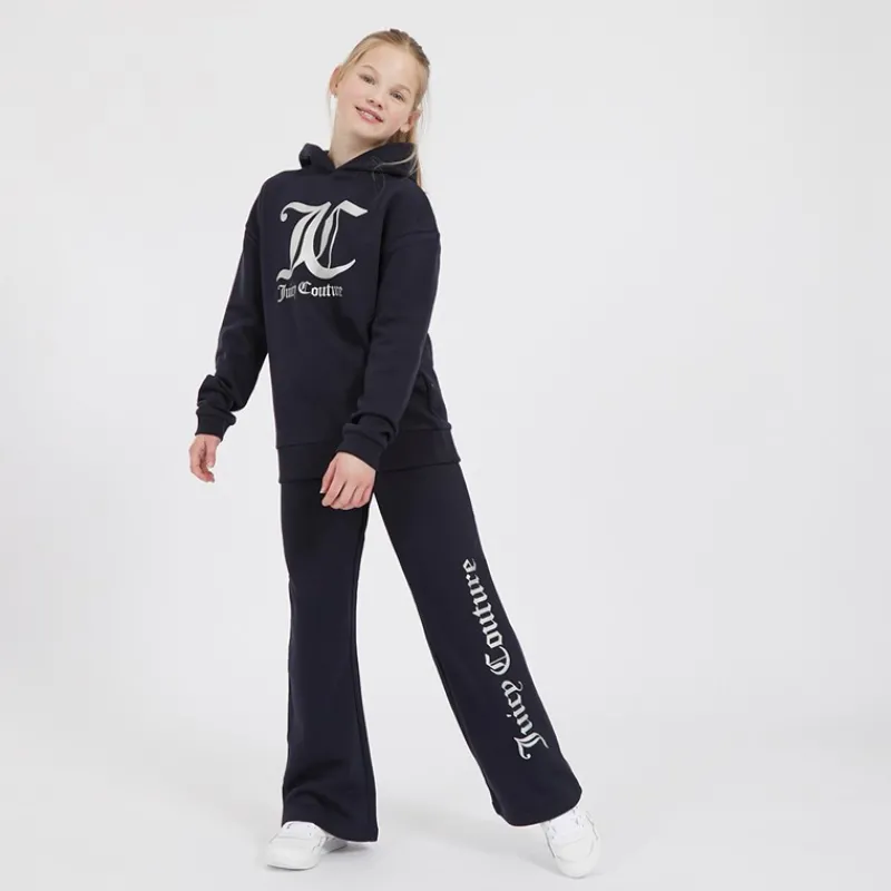 Clearance Juicy Couture Piger Overhead Hoodie og Wide Leg Joggers Tracksuit Set Natsky