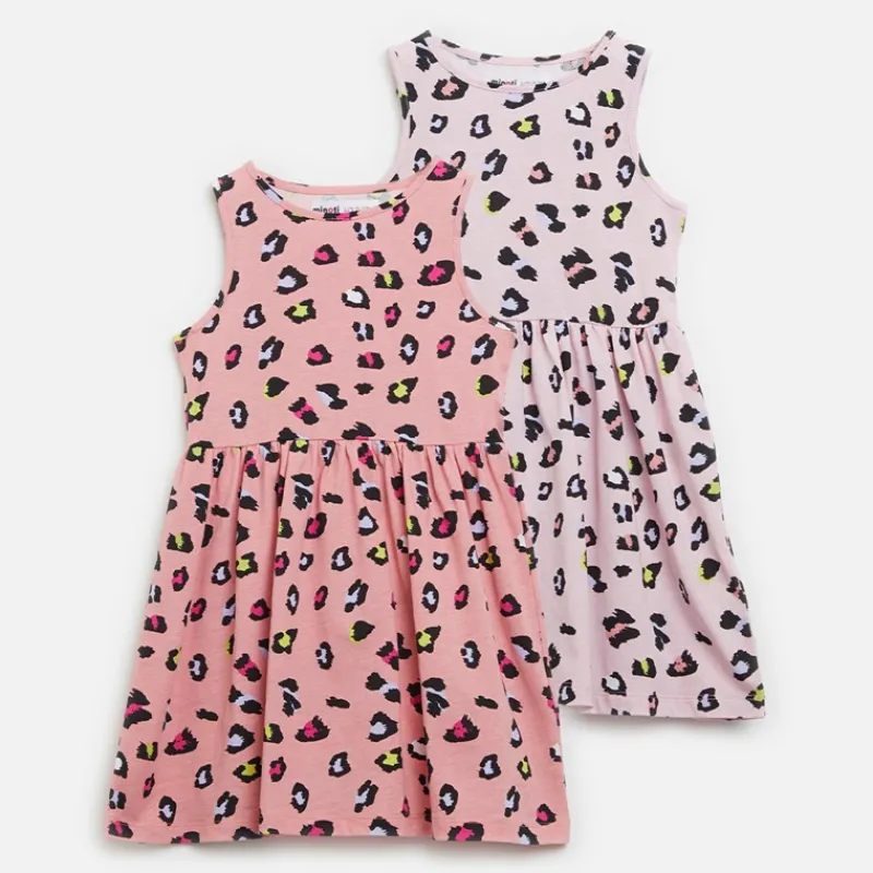 Outlet MINOTI Piger To Pak Dyreprint Kjoler Pink / Pink