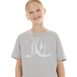 Sale Juicy Couture Piger Tonal Boxy T-shirt Sølv Sconce Bleg Grå