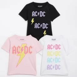 Hot ACDC Piger Tre Pakke T-shirts Multi