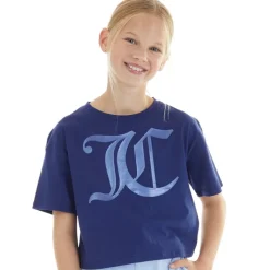 Best Juicy Couture Piger T-shirt i Blå med Ternet Mønster Blå
