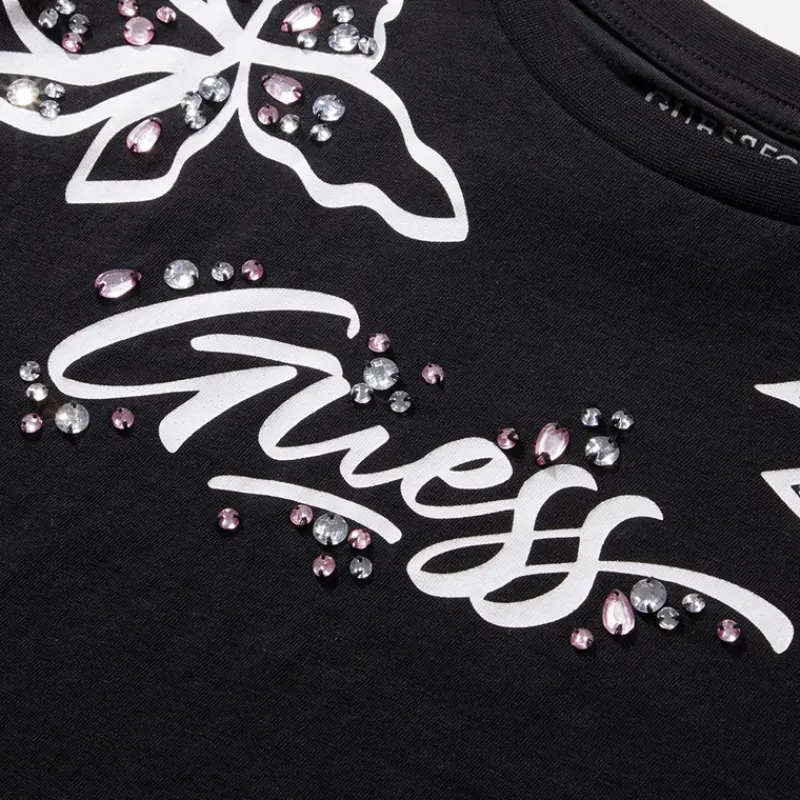 Hot Guess Piger T-shirt Jet Black A996