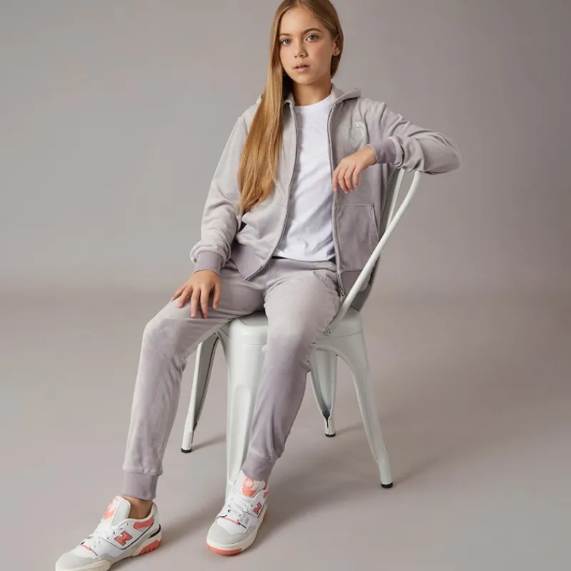 Sale Juicy Couture Piger Velour Hjerte Logo Træningsdragt Sølv Sconce Grå