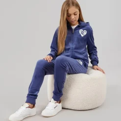 Clearance Juicy Couture Piger Velour Hjerte Logo Træningssæt Blå Print Blå