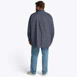 Online Tommy Hilfiger Store størrelser Herre Poplin Langærmet Skjorte Night Sky / Ivory Petal Prt