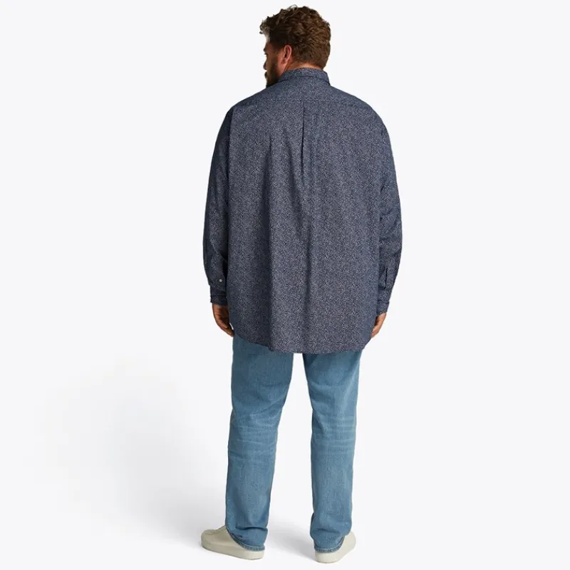 Online Tommy Hilfiger Store størrelser Herre Poplin Langærmet Skjorte Night Sky / Ivory Petal Prt