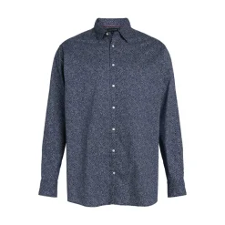 Online Tommy Hilfiger Store størrelser Herre Poplin Langærmet Skjorte Night Sky / Ivory Petal Prt