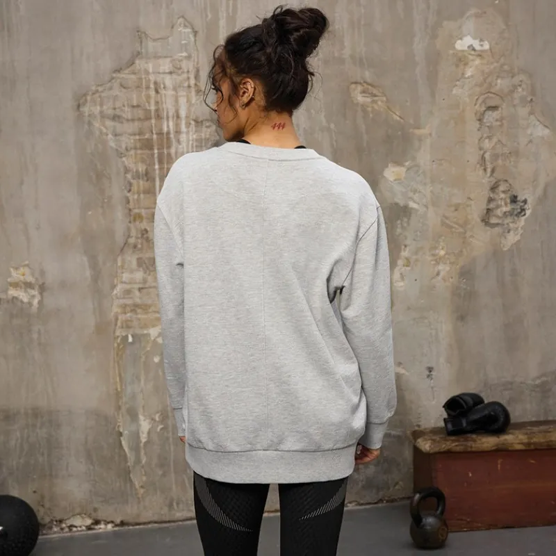Online Everlast Sweatshirt med rund hals Oversized Lysegrå Melange til Kvinder Lysegrå Mergel