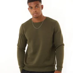 Discount Brave Soul Sweatshirt til Herre Khaki Retina kakigrøn