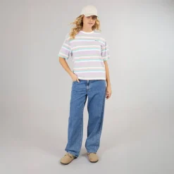 Outlet Bench T-shirt Sharni med lilla striber til kvinder