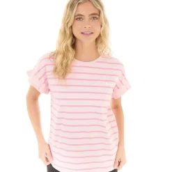 Sale Bench T-shirt Velmina Pink Stripe til kvinder