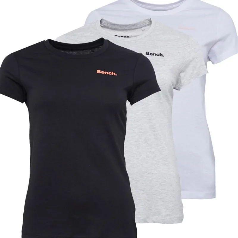 Bench T-shirts til Kvinder Jada 3-pak Sort/Grå Melange/Hvid