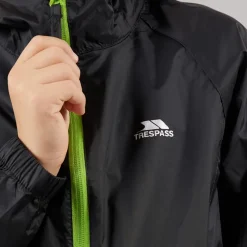 Best Trespass Vandafvisende jakke til Drenge Junior Qikpac Sort