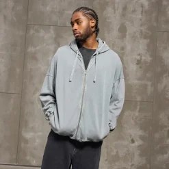 Discount Everlast Vasket Oversized Hættetrøje Røget Blå Blå